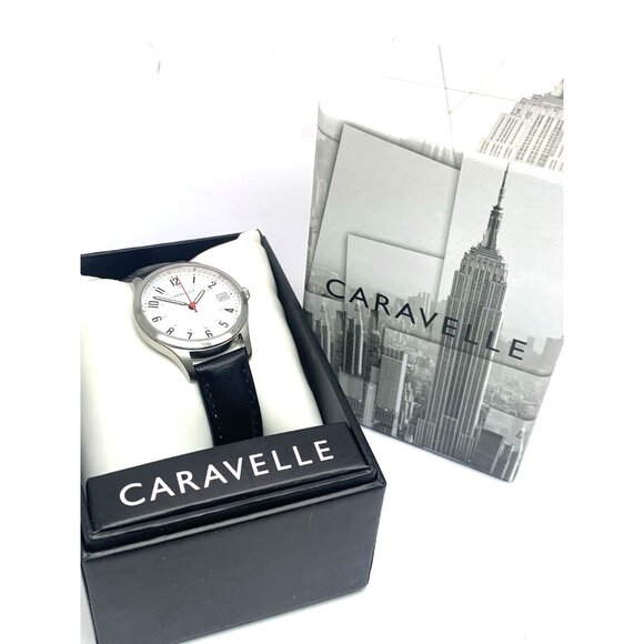 Caravelle by Bulova Women's Watch 43M118 Quartz White Dial Black Leather 30mm - Picture 3 of 15